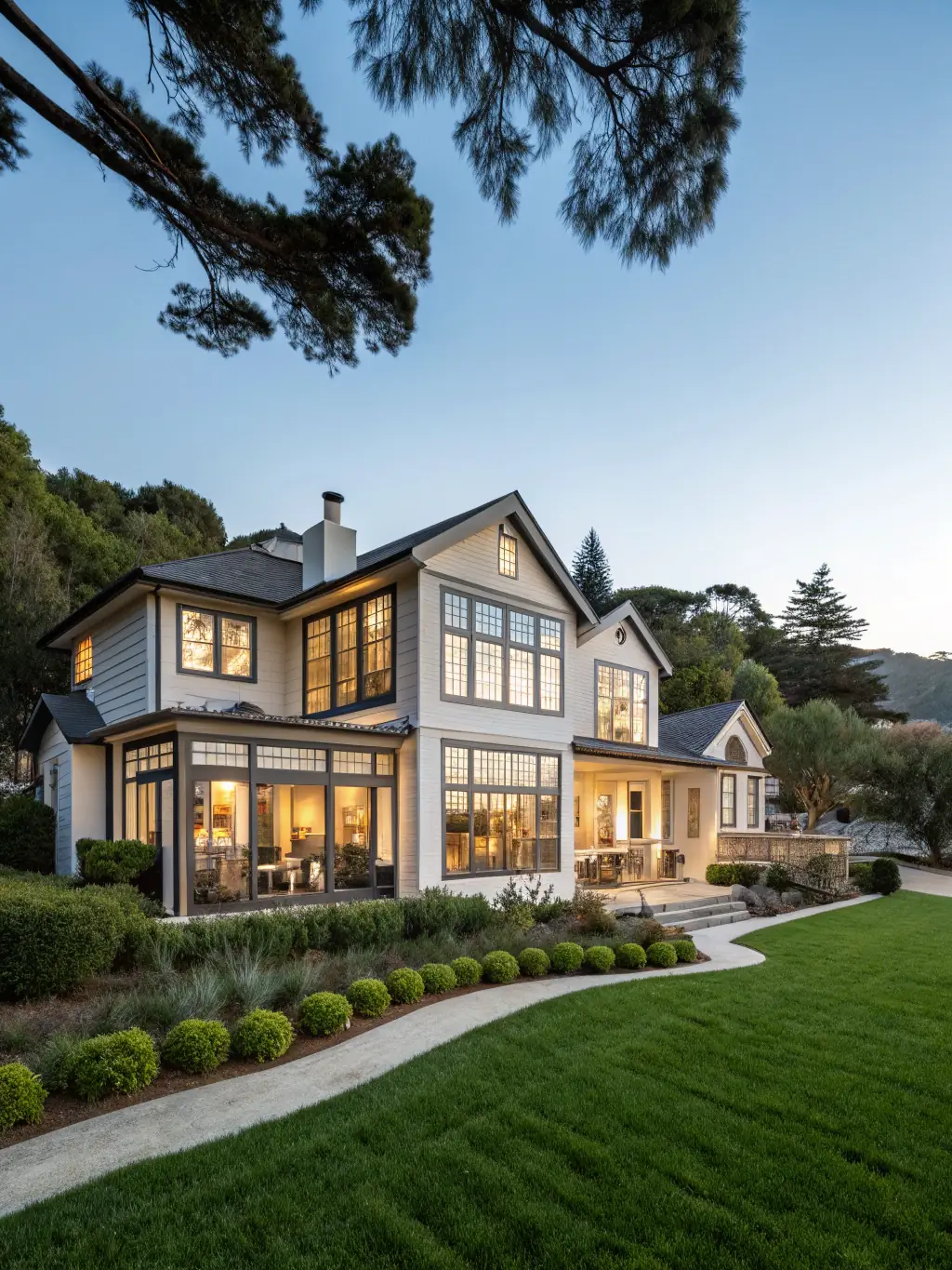 A modern, beautifully finished residential home with a spacious yard and contemporary design, showcasing Evan & Co. Construction's expertise in residential projects.